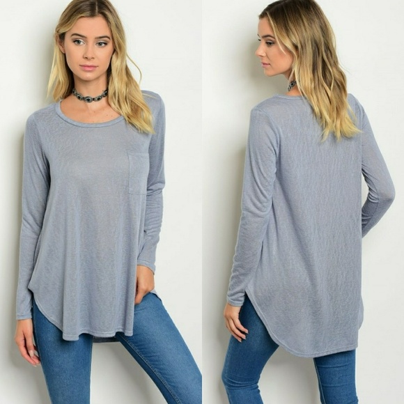 Tops - Stormy Blue Gray Long sleeve top